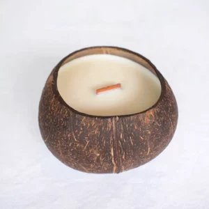 Grande bougie cire végétale Bio - Parfum naturel dans une noix de coco